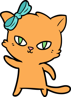 Bir insan tarafından çizilmiş sevimli çizgi film kedisi.