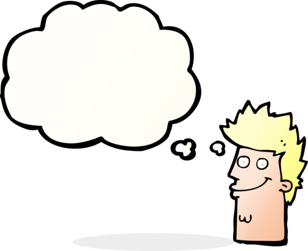 Bir insan tarafından çizilmiş düşünce baloncuğuyla mutlu adam yüzü