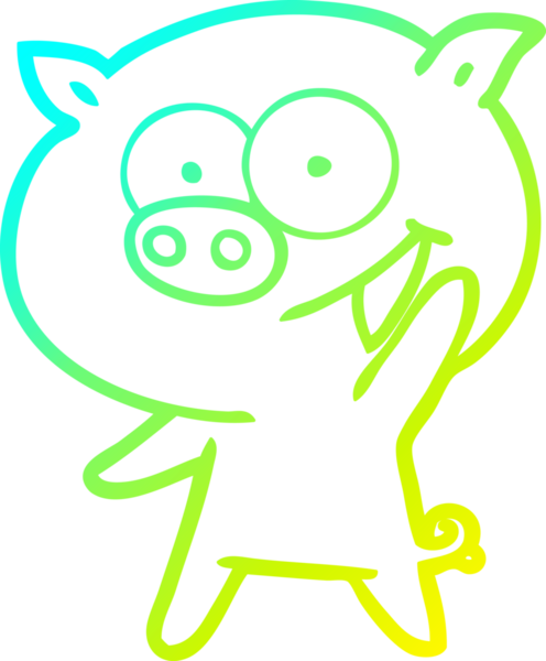 Bir insan tarafından çizilmiş neşeli bir domuz çizgi filmi.