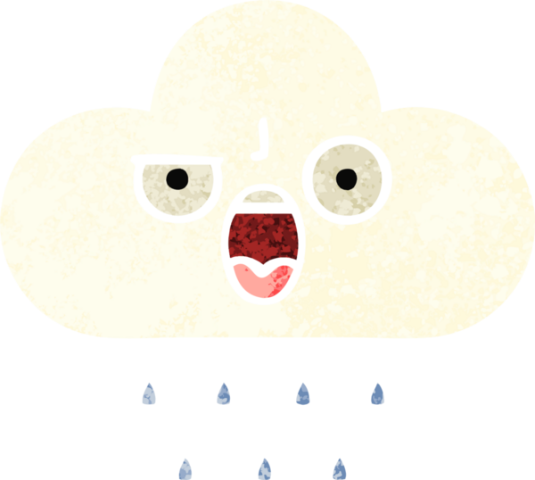 Bir insan tarafından çizilmiş yağmur bulutunun retro çizim tarzı karikatürü