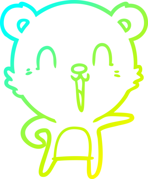 Bir insan tarafından çizilen mutlu çizgi film ayısının soğuk gradyan çizgisi.