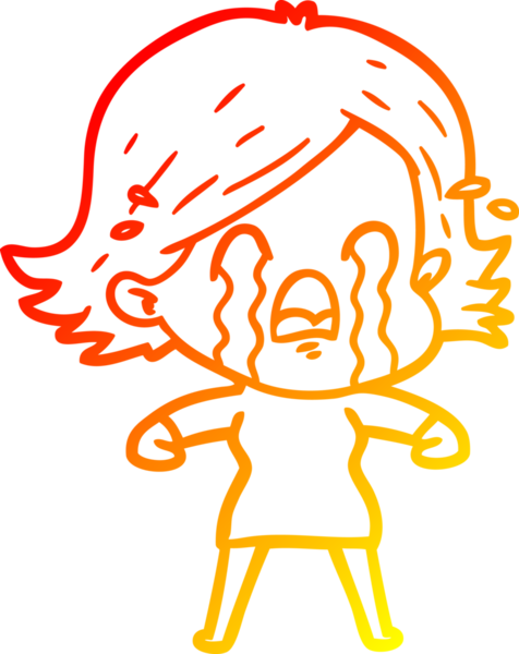 Bir insan tarafından çizilmiş, ağlayan bir çizgi kadın çizimi.