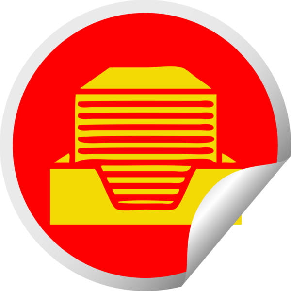 Bir insan tarafından çizilmiş bir yığın ofis kağıdının dairesel soyma etiketi.