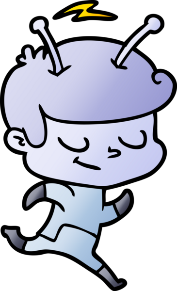 Bir insan tarafından çizilen dost canlısı çizgi film uzay adamı.