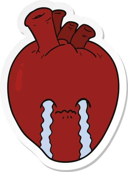 Bir insan tarafından çizilmiş karikatür kalp çıkartması.