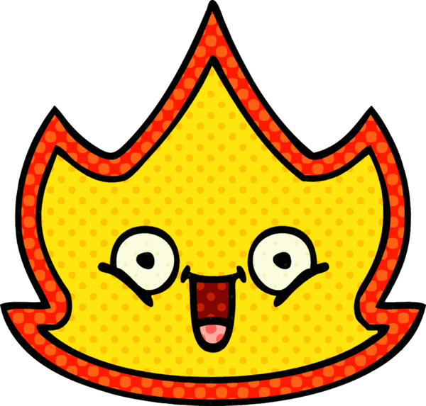 Bir insan tarafından çizilmiş mutlu bir ateşin çizgi filmi.