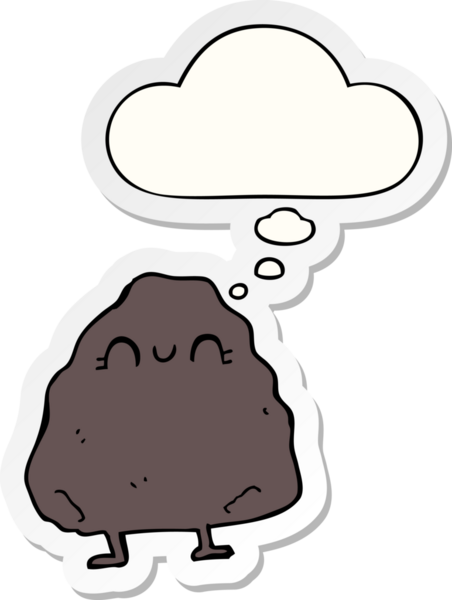 Düşünce baloncuğu insan tarafından çizilmiş bir çıkartma olan karikatür rock.