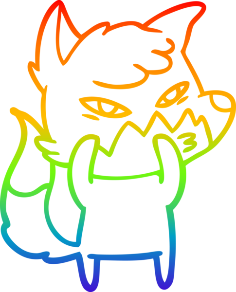 gökkuşağı gradyanı çizimi bir insan tarafından çizilmiş akıllı bir tilki çizgi filmi