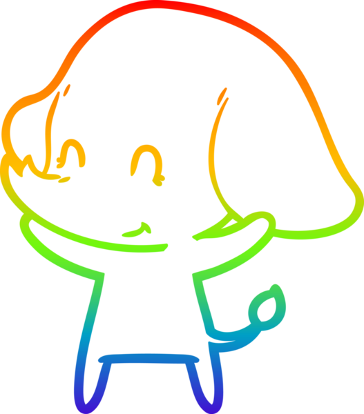 Gökkuşağı gradyan çizgisi bir insan tarafından çizilmiş şirin bir fil çizimi