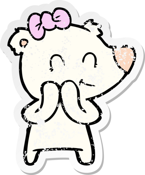 Bir insan tarafından çizilmiş utangaç dişi kutup ayısı karikatürü.