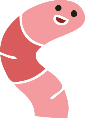 Bir insan tarafından çizilmiş garip bir çizgi film solucanı.