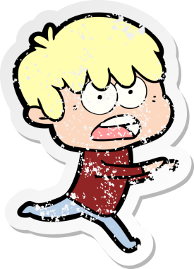 Bir insan tarafından çizilmiş endişeli bir çizgi film çocuğunun sıkıntılı çıkartması.