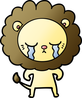 Bir insan tarafından çizilmiş ağlayan çizgi film aslanı.