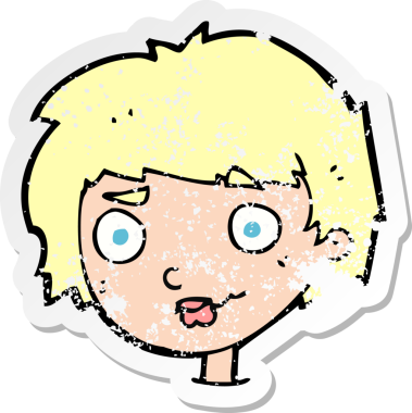 Bir insan tarafından çizilmiş, kafası karışmış bir karikatürün gerilimli çıkartması.