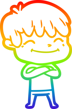 gökkuşağı gradyan çizgi çizimi bir insan tarafından çizilmiş mutlu bir çocuk