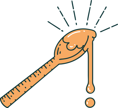 Bir insan tarafından çizilmiş kaşık dolusu balın geleneksel dövme stili.