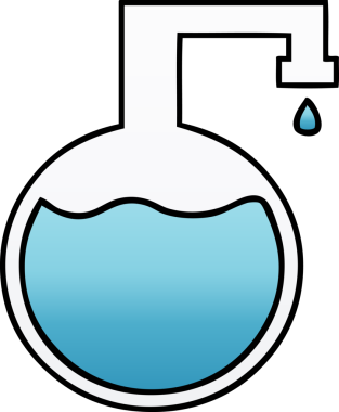 Bir insan tarafından çizilen bilimsel bir deneyin gölgelenmiş karikatürü.