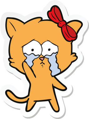 Bir insan tarafından çizilmiş çizgi film kedisinin çıkartması.