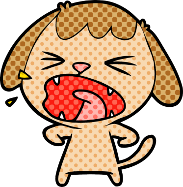 Bir insan tarafından çizilmiş şirin bir çizgi film köpeği.