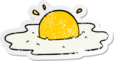 Bir insan tarafından çizilmiş kızarmış yumurtanın sıkıntılı çıkartması.