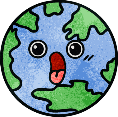 Bir insan tarafından çizilmiş bir gezegenin retro grunge doku karikatürü.