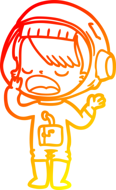 Bir insan tarafından çizilen çizgi film astronot bir kızın sıcak çizgi çizimi.