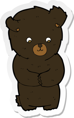 Bir insan tarafından çizilmiş şirin bir kara ayının çıkartması.