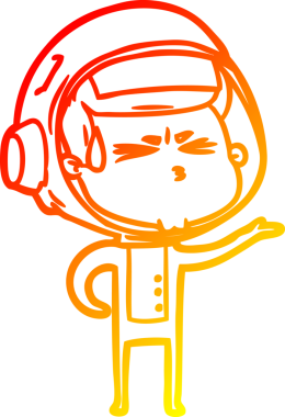 Bir çizgi film karakteri, bir insan tarafından çizilmiş astronot çizimi.