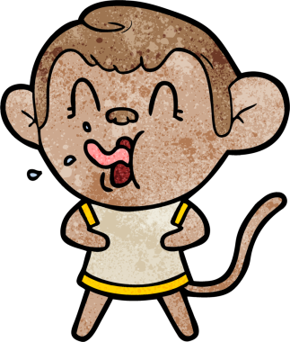 Bir insan tarafından çizilmiş çılgın çizgi film maymunu