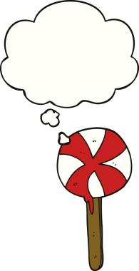 Bir insan tarafından çizilmiş düşünce balonlu çizgi film lolipopu.