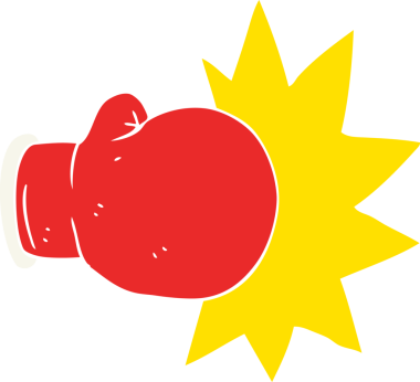 Bir insan tarafından çizilmiş boks eldiveninin düz renk çizimi