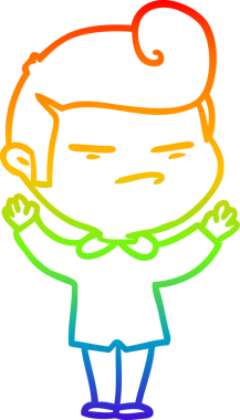 Gökkuşağı gradyan çizgi çizimi. Bir insan tarafından çizilmiş havalı bir adam.