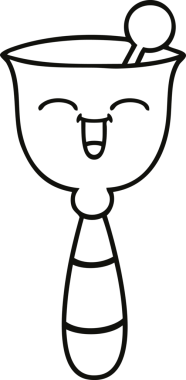 Bir insan tarafından çizilmiş okul çanının çizgi çizimi.