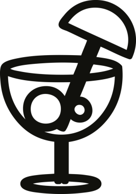 Bir insan tarafından çizilmiş şemsiye simgesi olan kokteyl