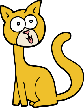 Bir insan tarafından çizilmiş komik el çizimi çizgi film kedisi.