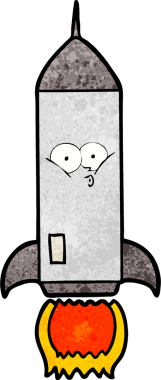 bir insan tarafından çizilmiş çizgi film roketi