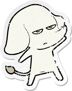 Bir insan tarafından çizilmiş kızgın bir fil çıkartması.