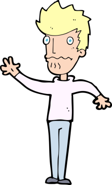 Çizgi film endişeli bir adam bir insan tarafından çizilmiş