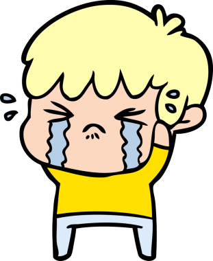 Bir insan tarafından çizilmiş ağlayan çizgi film çocuğu.