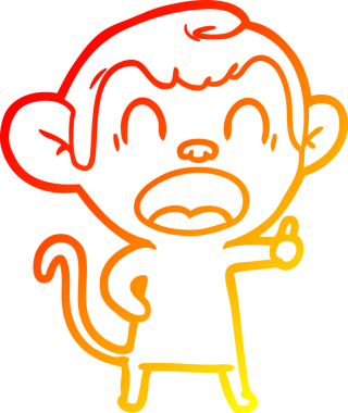 Bir insan tarafından çizilen esneyen çizgi maymun çizimi.