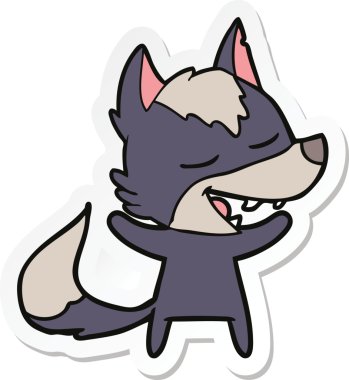 Bir insan tarafından çizilmiş bir kurt çizgi filminin çıkartması.