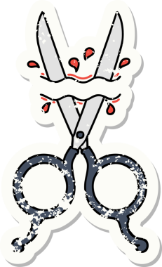 Bir insan tarafından çizilmiş geleneksel berber makas stili bir dövme.