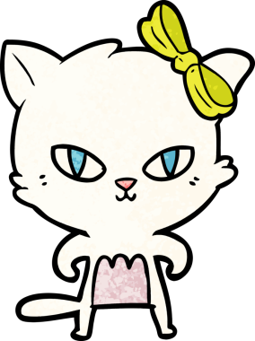 Bir insan tarafından çizilmiş sevimli çizgi film kedisi.