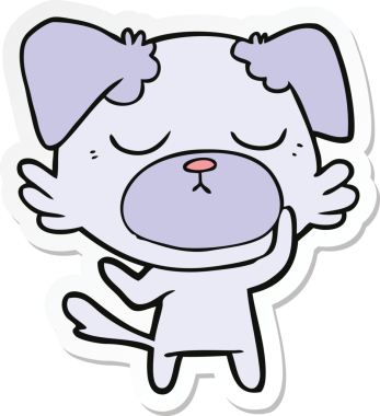 Bir insan tarafından çizilmiş şirin bir köpeğin çıkartması.