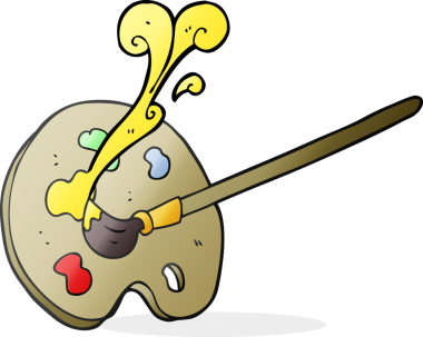 Bir insan tarafından çizilmiş serbest çizim karikatür paleti