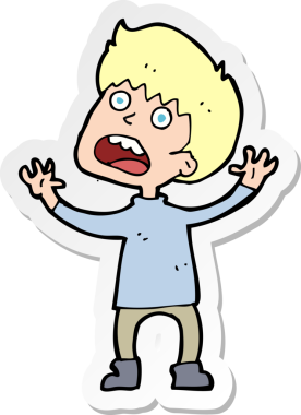 Bir insan tarafından çizilmiş stresli bir çizgi film çıkartması.