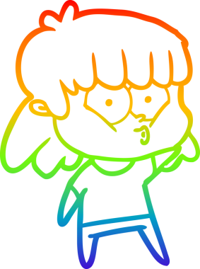 gökkuşağı gradyan çizimi bir insan tarafından çizilmiş bir çizgi film ıslık kızı