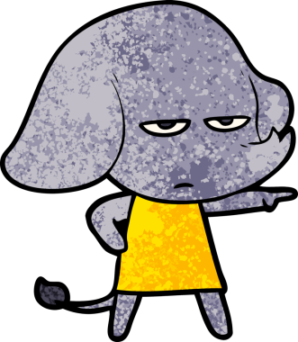 Bir insan tarafından çizilmiş kızgın bir fil.