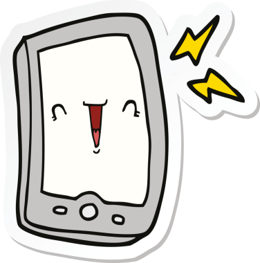 Bir insan tarafından çizilmiş şirin bir cep telefonunun çıkartması.