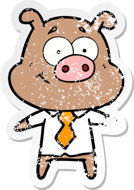 Bir insan tarafından çizilmiş mutlu çizgi film patronunun sıkıntılı çıkartması.